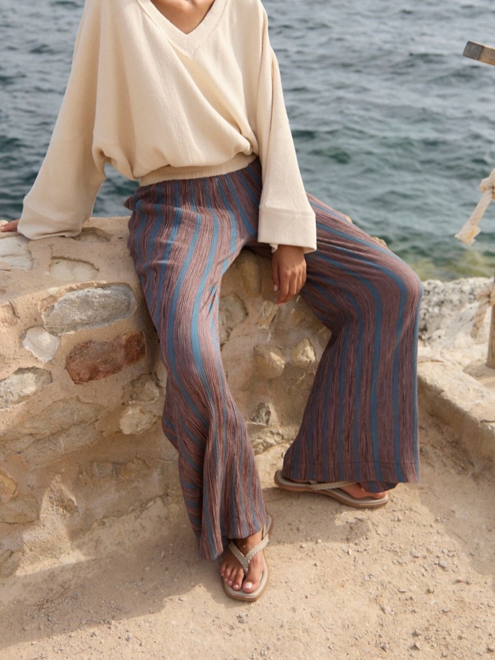 Free people bel striped flare pants size large - Picture 4 of 5